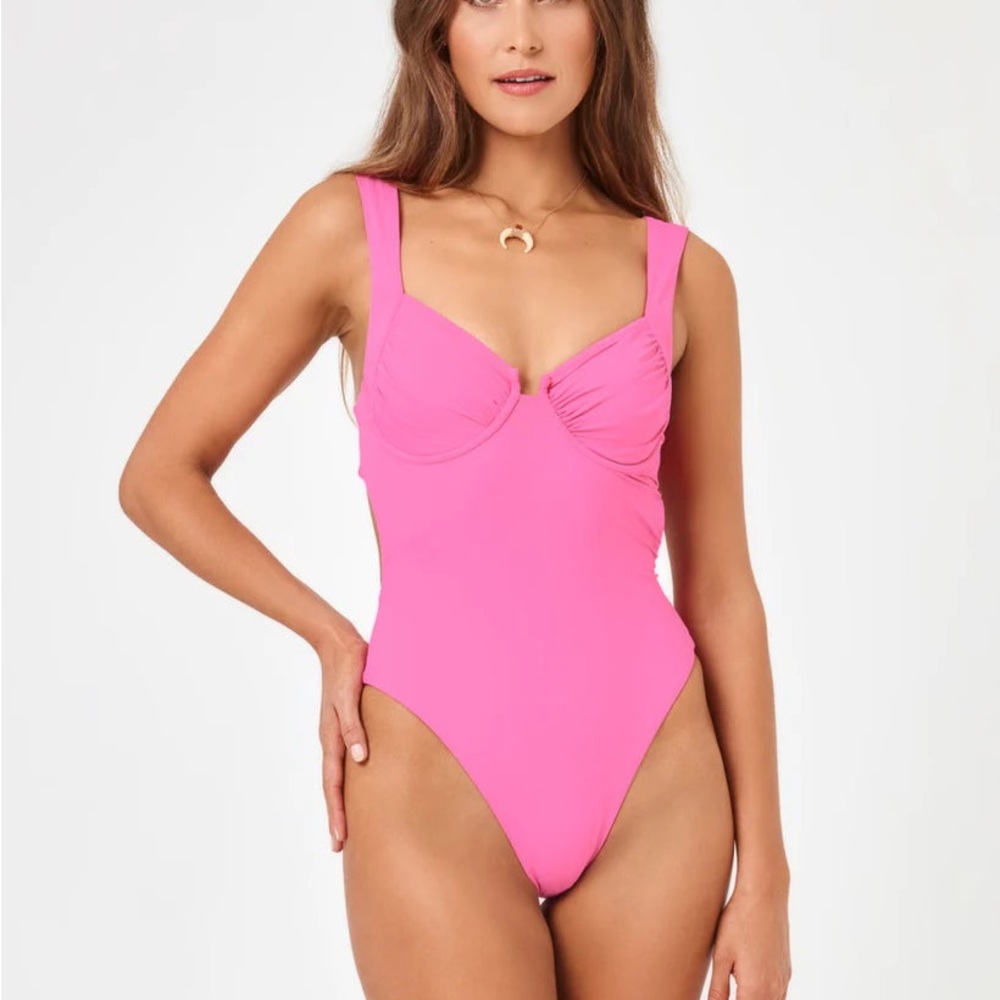 NWT L*space x Hannah Montazami Halsey One Piece in Pink. XS